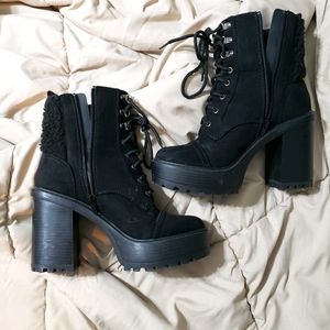 Black platform booties